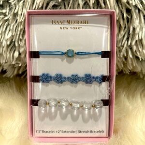 Isaac Mizrahi Blue and Clear Bracelet Trio 3 bracelets, set +2 extenders